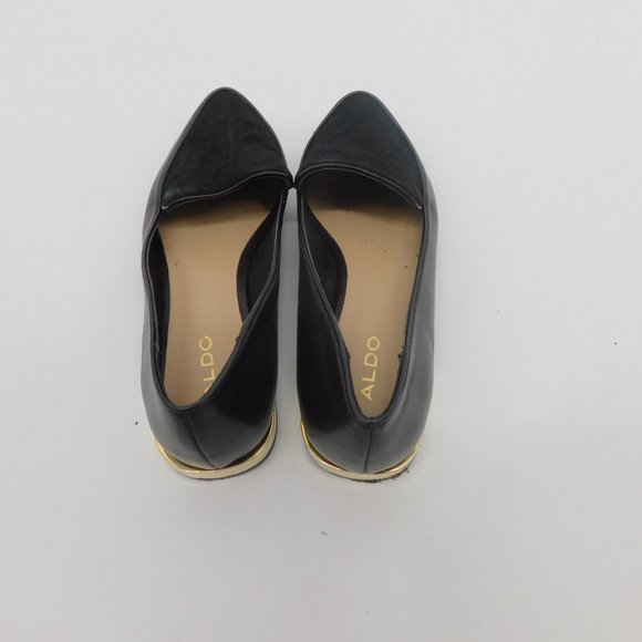 ALDO Black Slip-on Flats with Gold Trim size 5.5 - Picture 3 of 4